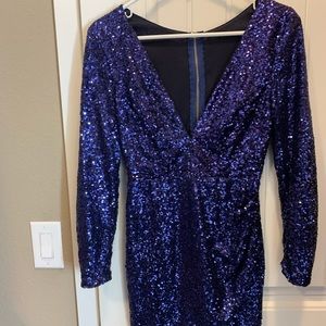 Plunging sequined party dress